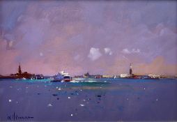 Peter Wileman PPROI RSMA FRSA (British 1946-): 'San Giorgio and the Lagoon Venice'