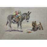 Mabel Gear (British 1898-1987): 'Best of Friends' - Donkey and Terrier