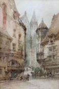 Paul Marny (French/British 1829-1914): Rouen Marketplace near Cathedral