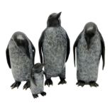 Steve Boss (British 1970-); Bronze figure group of a family of Emperor penguins