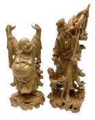Two Japanese carved wood okimonos
