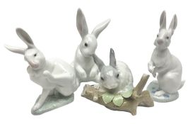 Four Lladro rabbit figures