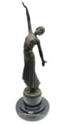 Art Deco style bronze figure of a dancer with arms outstretched