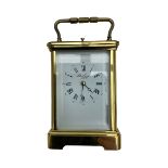 8-day French 20th century corniche carriage clock with a striking movement and repeat work