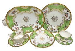 Coalport green batwing pattern tea wares