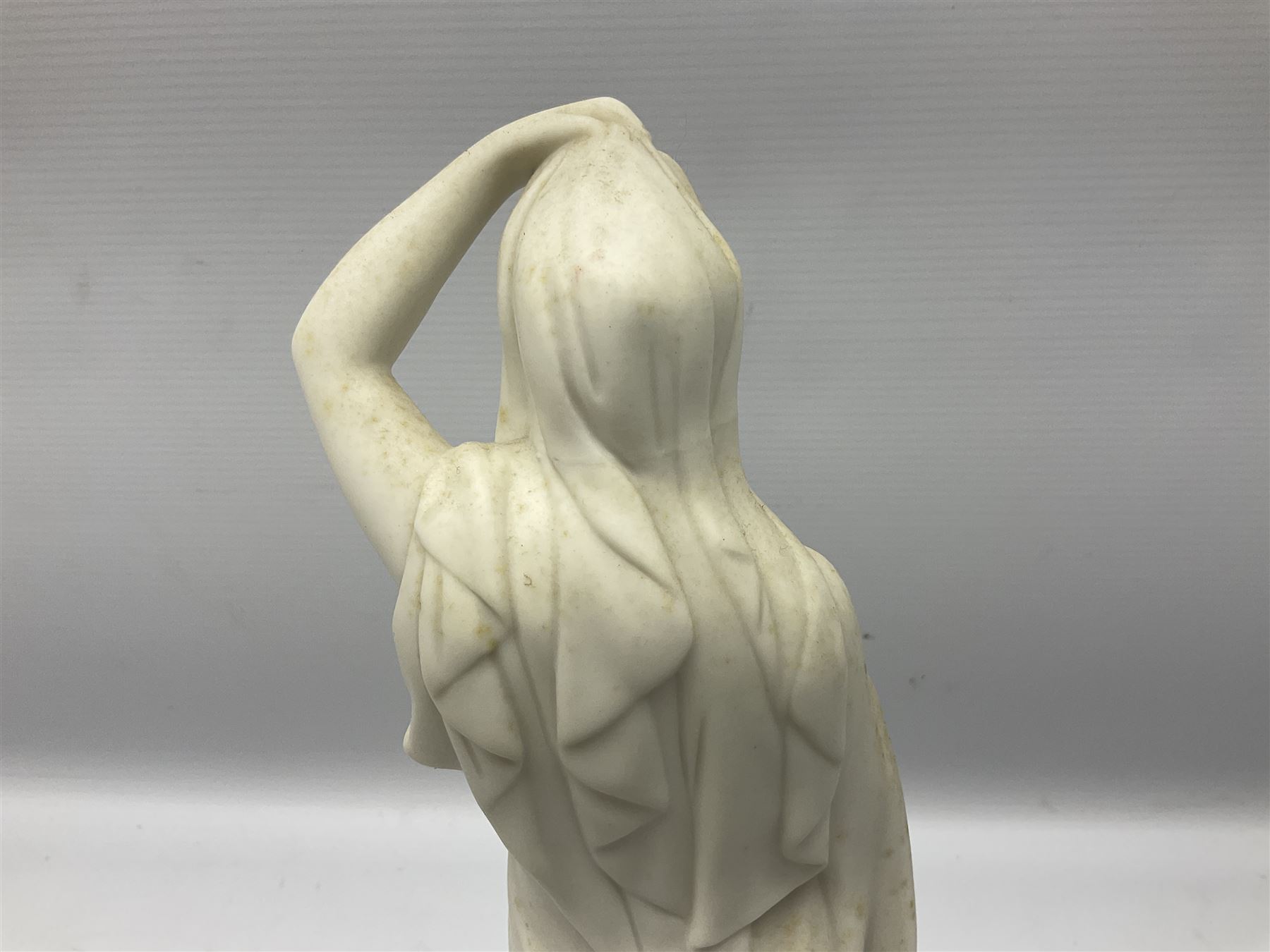 Parian ware figure of a woman in classical dress with one hand raised - Image 5 of 8