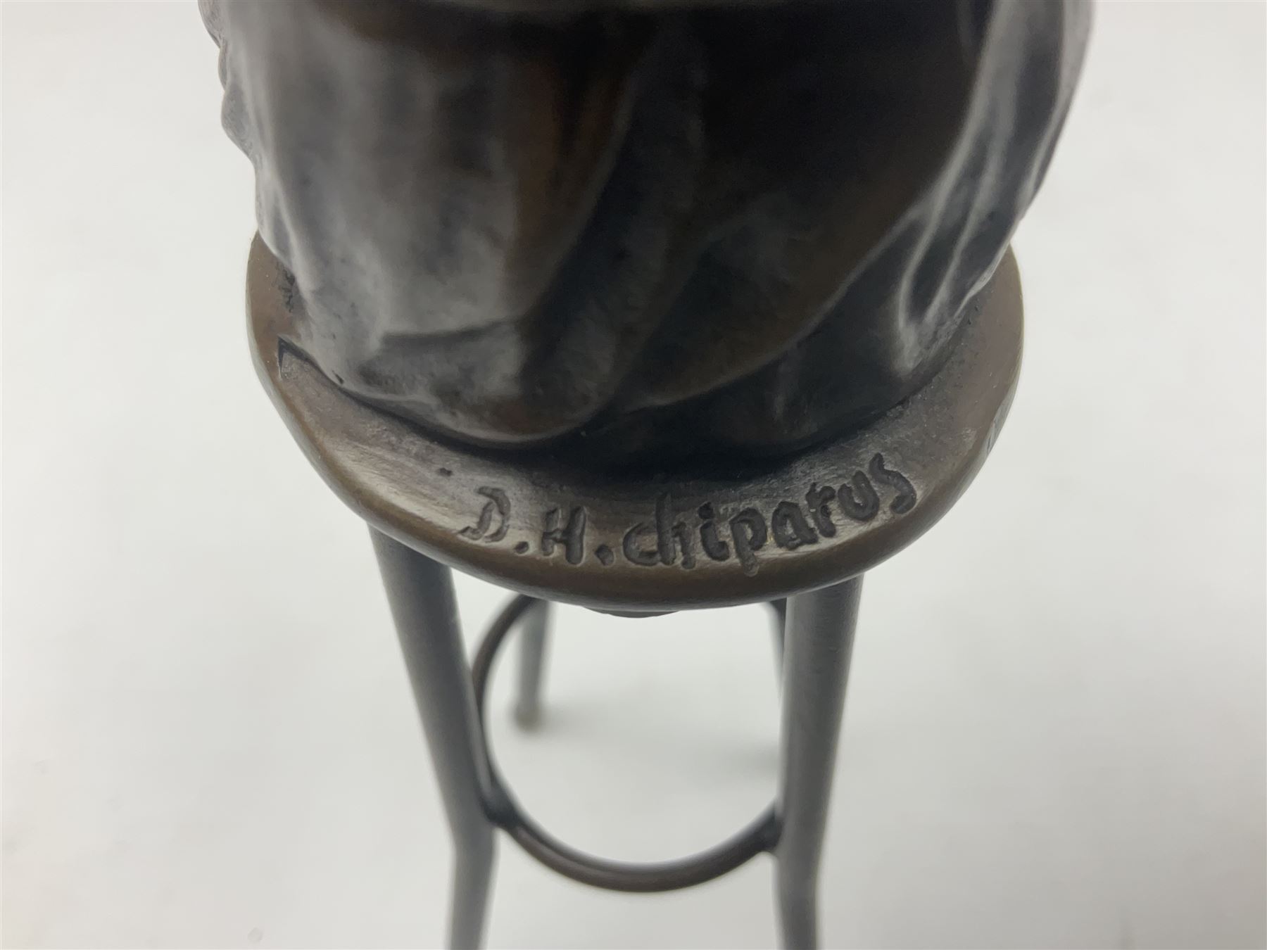 Art Deco style bronze figure of a lady seated on a stool applying lipstick - Image 3 of 7