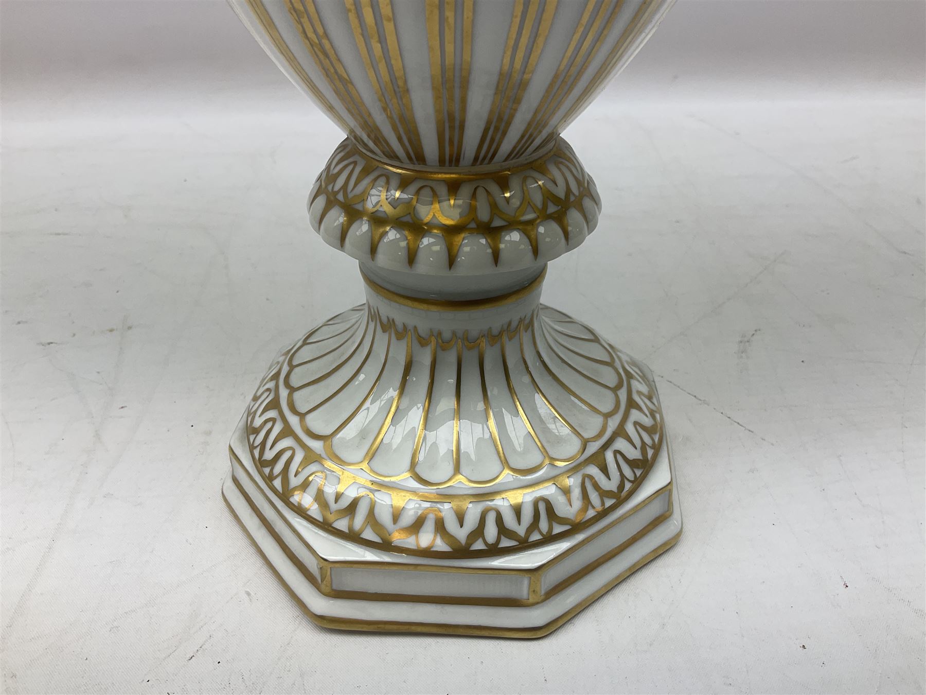 20th century Dresden campagna form vase decorated with flowers - Image 9 of 9