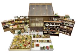 Collection of miniature dolls house greenhouse and greengrocer shop furniture and produce
