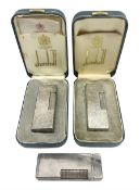 Three Dunhill silver plated lift-arm lighters