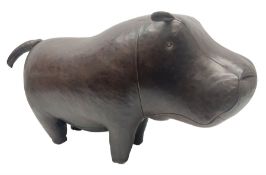 Leather Liberty style hippopotamus footstool