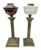 Two Victorian brass oil lamps