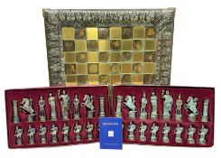 Marinakis Greek style cast metal chess set with board