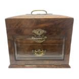 Victorian walnut glass-fronted jewellery casket