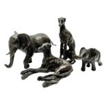 Collection of four bronze animal miniature figures