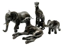 Collection of four bronze animal miniature figures