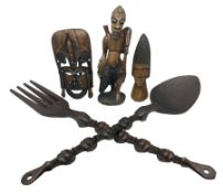 Native large carved large spoon and fork