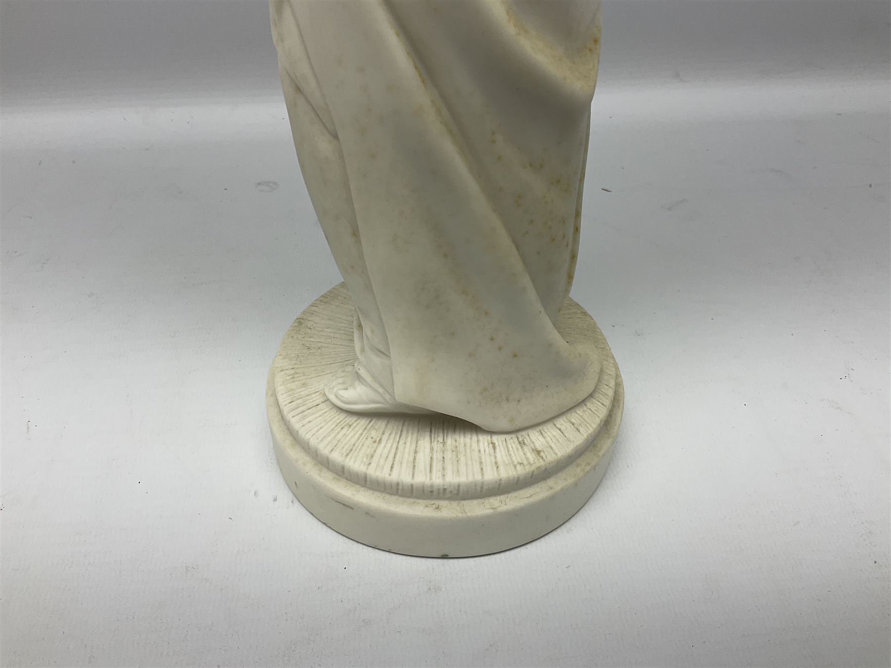 Parian ware figure of a woman in classical dress with one hand raised - Image 7 of 8