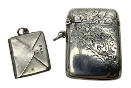 Silver stamp case modelled in the form of an envelope