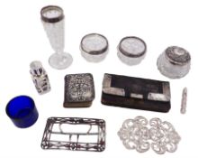 Collection of silver and silver mounted items to include two buckles