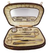 1920's silver handled manicure set including nail files