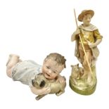 Royal Dux porcelain figure of shepherd boy and his dog with impressed number 2261