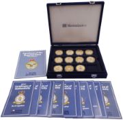 Eleven Westminster Mint 24ct gold-plated coins