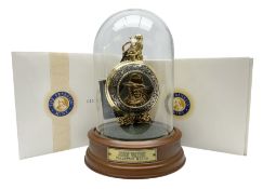 Franklin Mint John Wayne commemorative pocket watch with chain under glass dome
