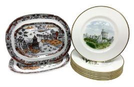 Pair of 19th century Ashworths Ironstone meat plates