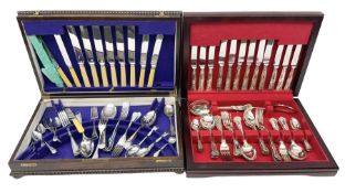 Dahlia Cabinet cutlery box with part canteen of cutlery to include Viners