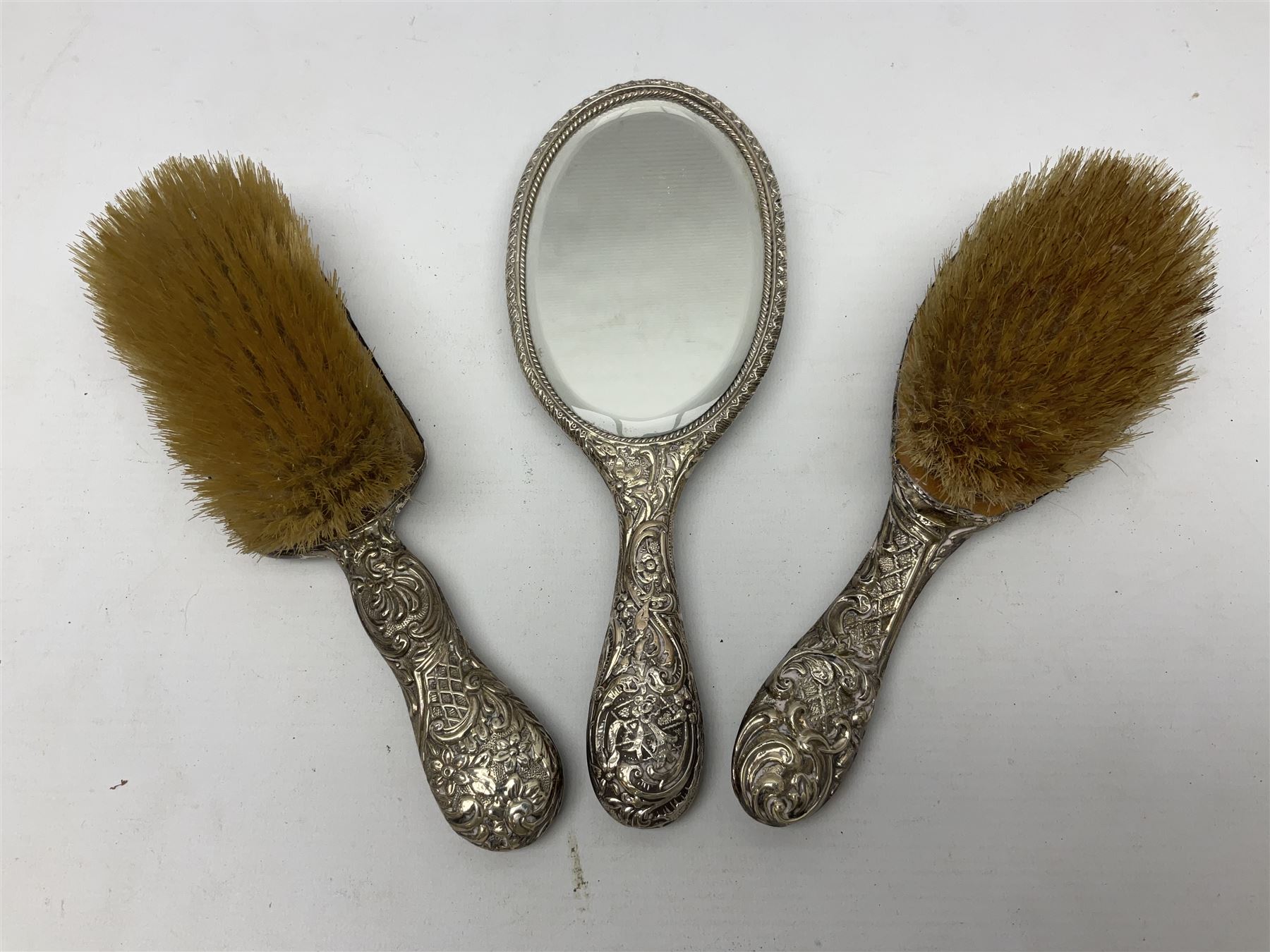 Three piece silver mounted dressing table set - Image 3 of 5