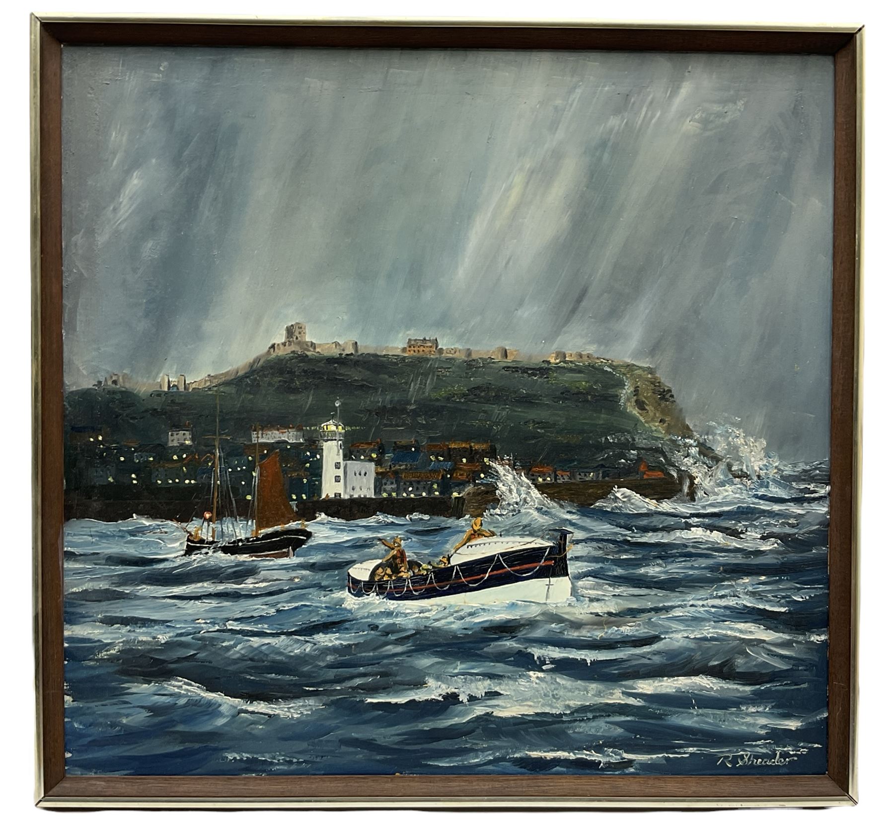 Robert Sheader (British 20th century): Boats Leaving Scarborough Harbour - Image 2 of 2