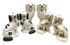 Three sets of Staffordshire style dogs