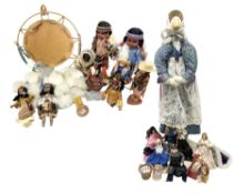 Collection of Native American sleep eye dolls to include approximately five Carlson examples