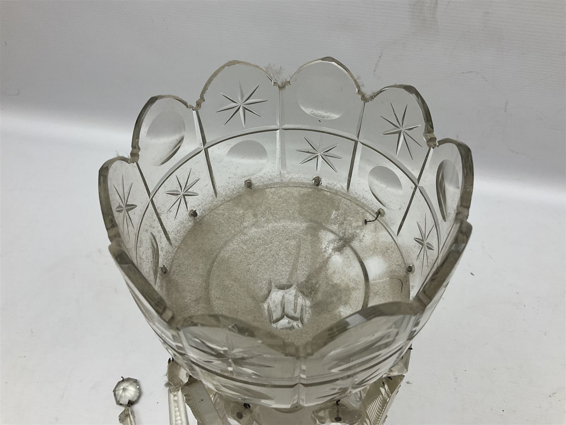 Victorian cut clear glass lustre - Image 2 of 6