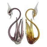 Pair of Murano Icet glass birds