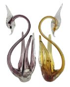 Pair of Murano Icet glass birds