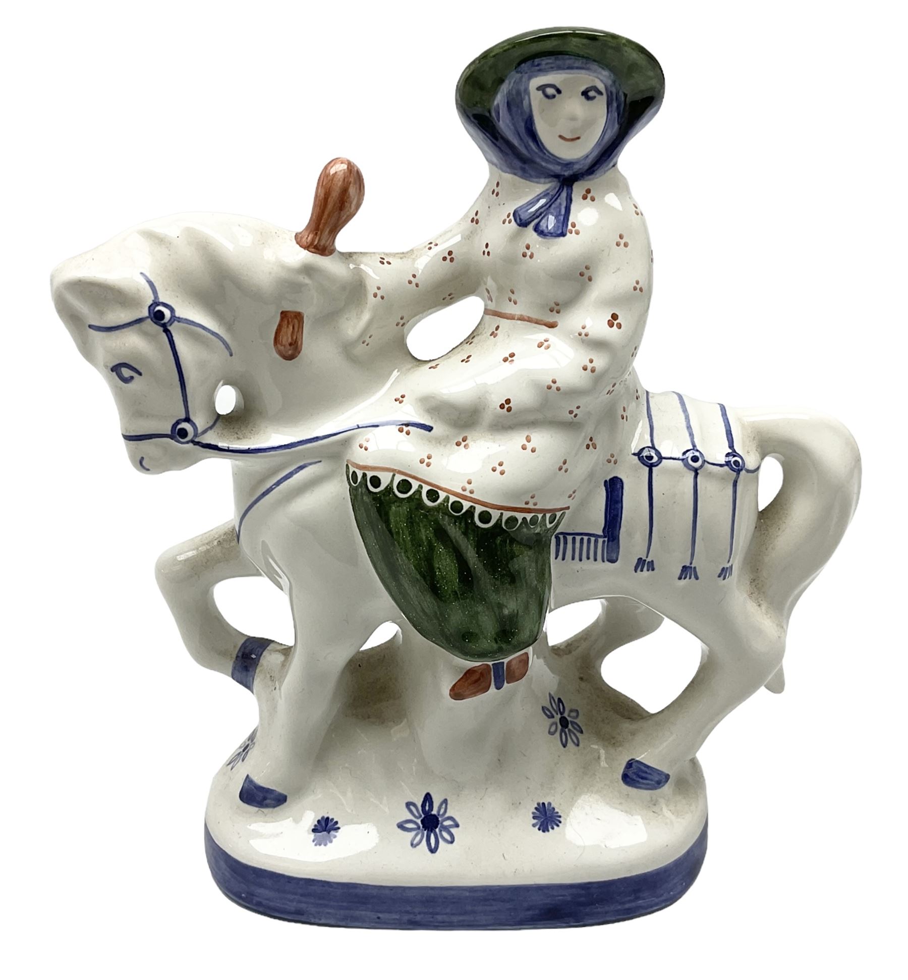 Rye pottery figure modelled as a lady upon a horse