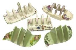 Collection of five toast racks comprising two Royal Winton Grimwades