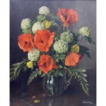 Sherlock Evans (British 1893-1982): Still life of poppies and other Flowers