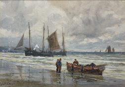 David Gould Green (British 1854-1917): Fishing Boats on the Beach