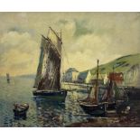 Forestier (Continental 20th century): Harbour Scene with Figures