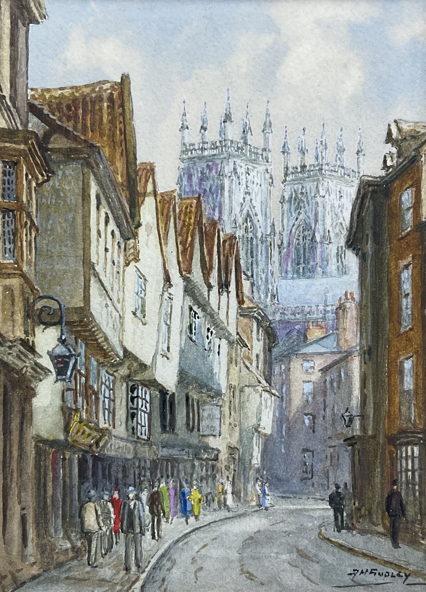 Albert Henry Findley (British 1880-1975): View of York Minster from High Petergate