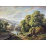 Charles (British 20th century): River Landscape with Figures