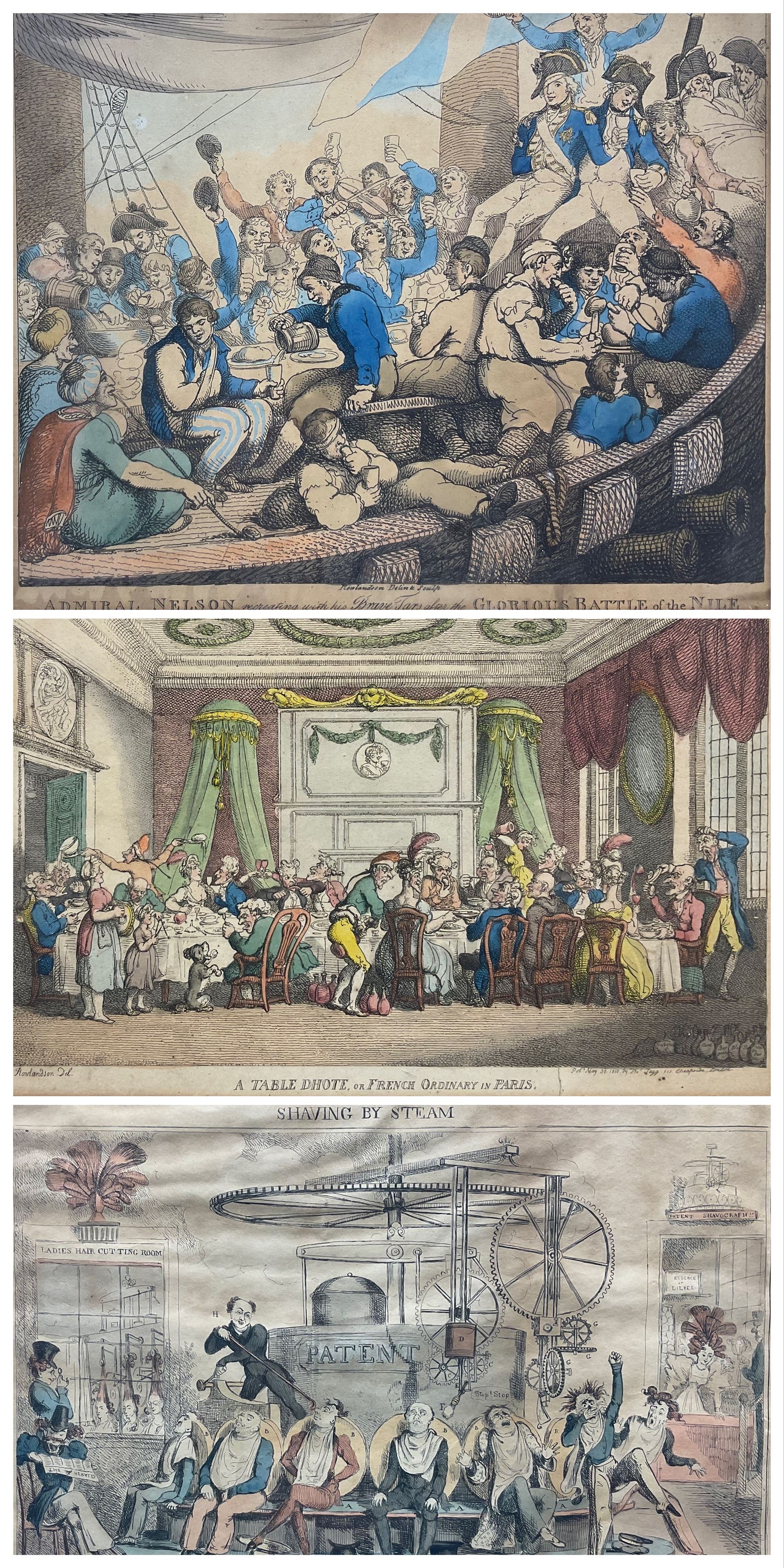 Thomas Rowlandson (British 1756-1827): 'A Table D'Hote or French Ordinary in Paris' and 'Admiral Nel