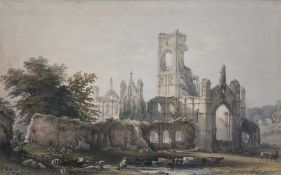 English School (19th century): Kirkstall Abbey from the South East