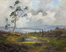 Lewis Creighton (British 1918-1996): Moorland Landscape with Sheep