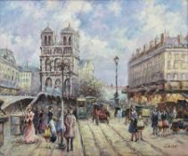 N Wilton (British 20th century): Parisian Street Scene