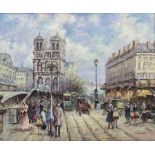 N Wilton (British 20th century): Parisian Street Scene