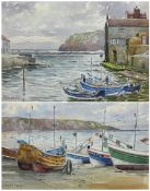 Edward H Simpson (British 1901-1989): Staithes and Scarborough Fishing Boats and Cobles